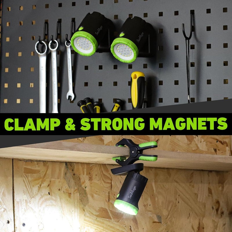 SEAMAGIC 2-Pack Rechargeable LED Work Lights, 360-Degree Adjustable Spotlights with Magnetic Base, Clamp Lights for Barbecue, Workshop, Construction Site, Car Repairing and Home Using - Image 4
